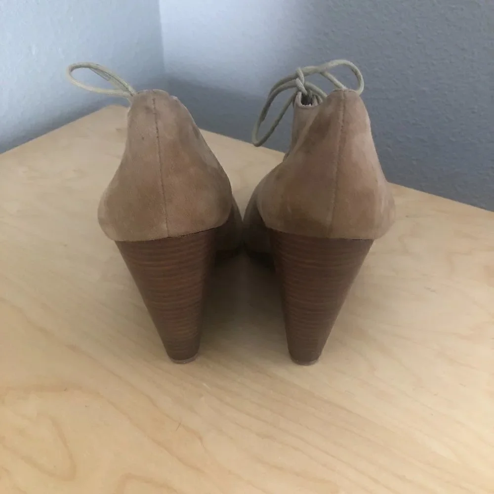 Aldo Suede Leather Wedge Bootie Women's EUR 40 US 9-9.5 Tan Chunky Sole NEW